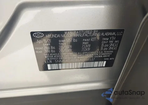 2021 Hyundai Santa Fe Limited from USA, damaged, VIN 5NMS4DAL8MH356537